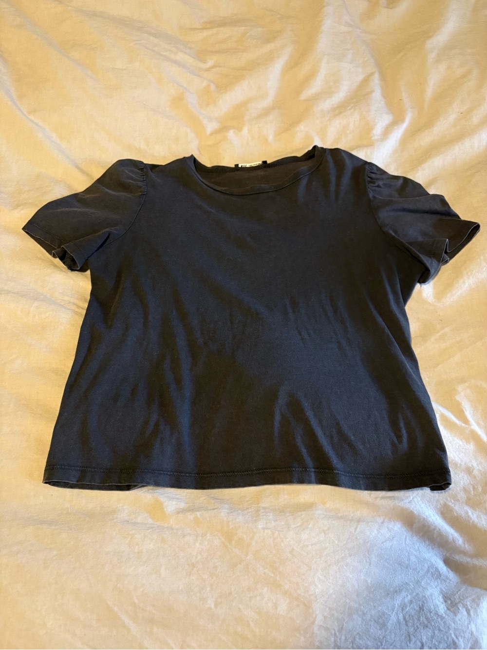 Zara Charcoal Grey Puff Sleeve Tee